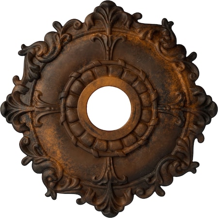 Ekena Millwork Riley Ceiling Medallion (Fits Canopies up to 4 5/8"), Hand-Painted Rust, 18"OD x 3 1/2"ID x 1 1/2"P CM18RLRUS